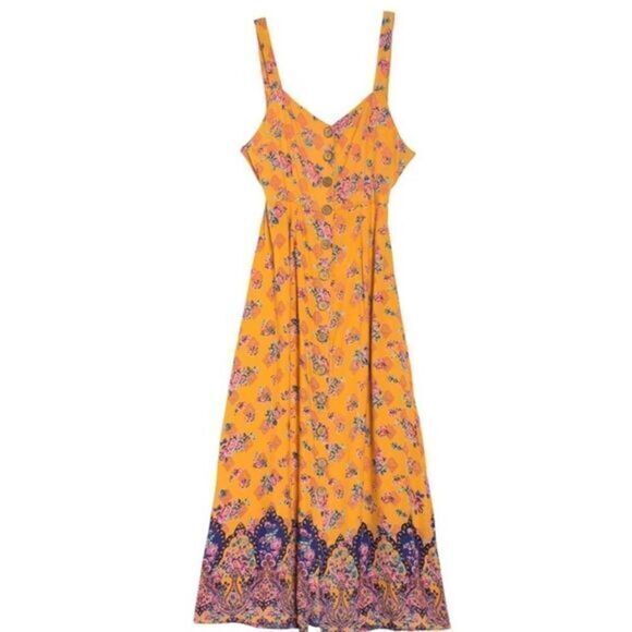 ANGIE Tie Back Golden Yellow Maxi Dress SMALL - Picture 1 of 3
